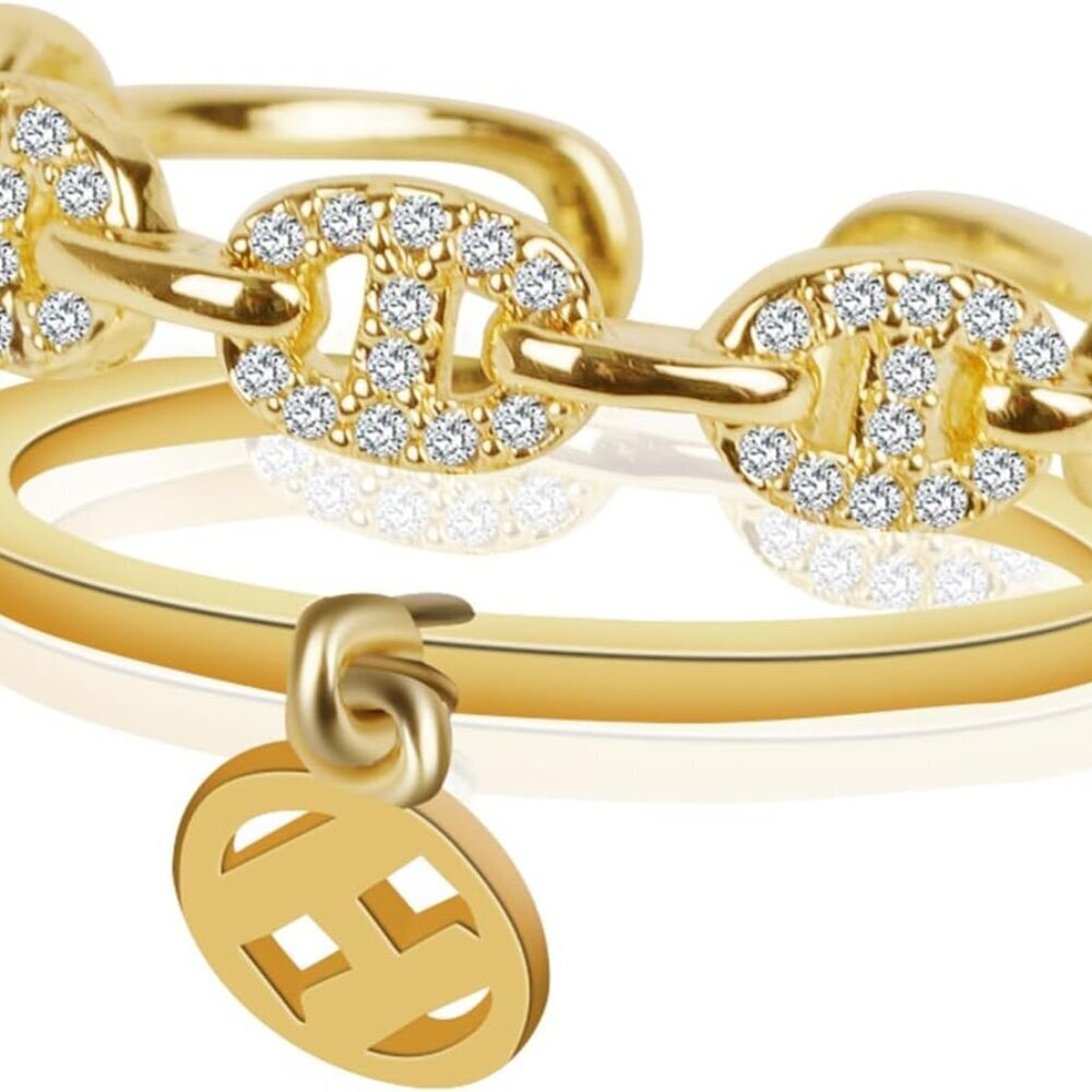 18k Gold Plated Adjustable Rings - Chunky Heart, Cross, T Bar & Butterfly Rings